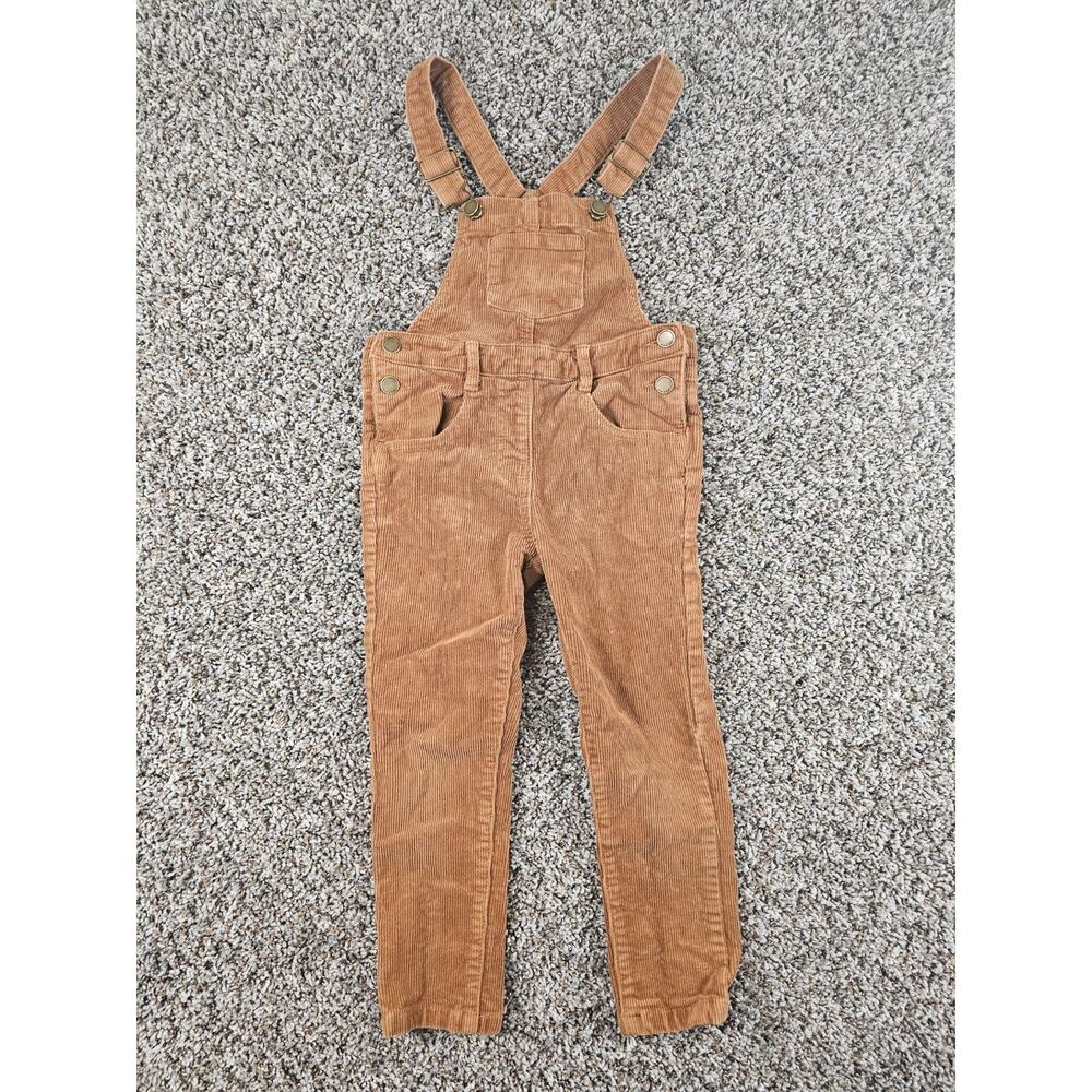 Jamie Kay Girls Sz 6Y Corduroy Overalls Dark Khaki Beige Brown Skinny Leg